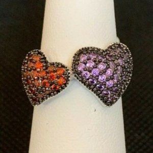 RS Covenant Hearts Cubic Zirconia Rhodium Plated Ring Size 7 w/lifetime warranty